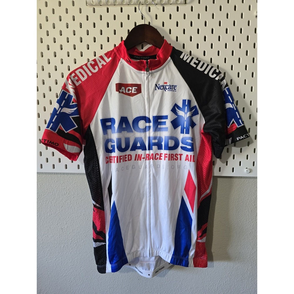 Pactimo Cycling Jersey Size Large Full Zip‎ Medical Race Guards